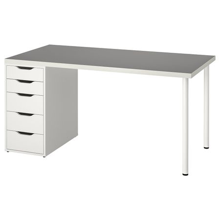 Стол, светло-серый, белый 150x75 см IKEA LINNMON ЛИННМОН / ALEX АЛЕКС 793.313.61