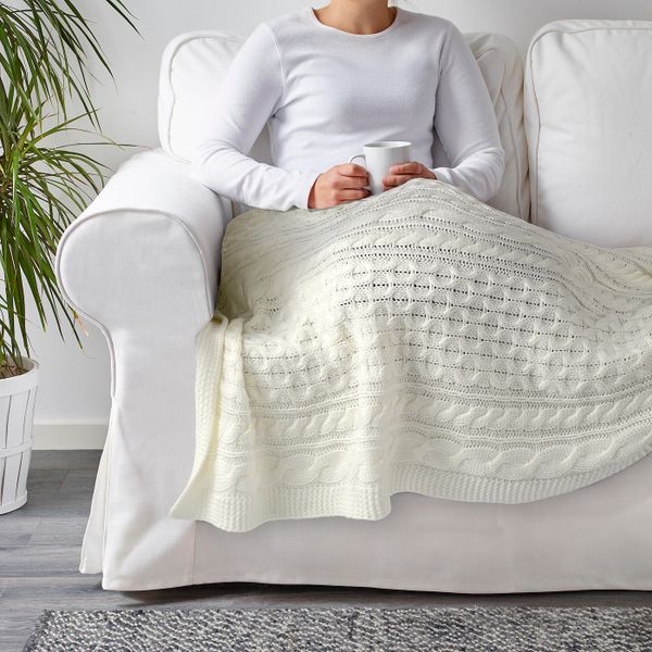 Плед, вязаный/белый с оттенком 120x180 см IKEA VIVIANNA ВИВИАННА 704.295.88 - фото 4