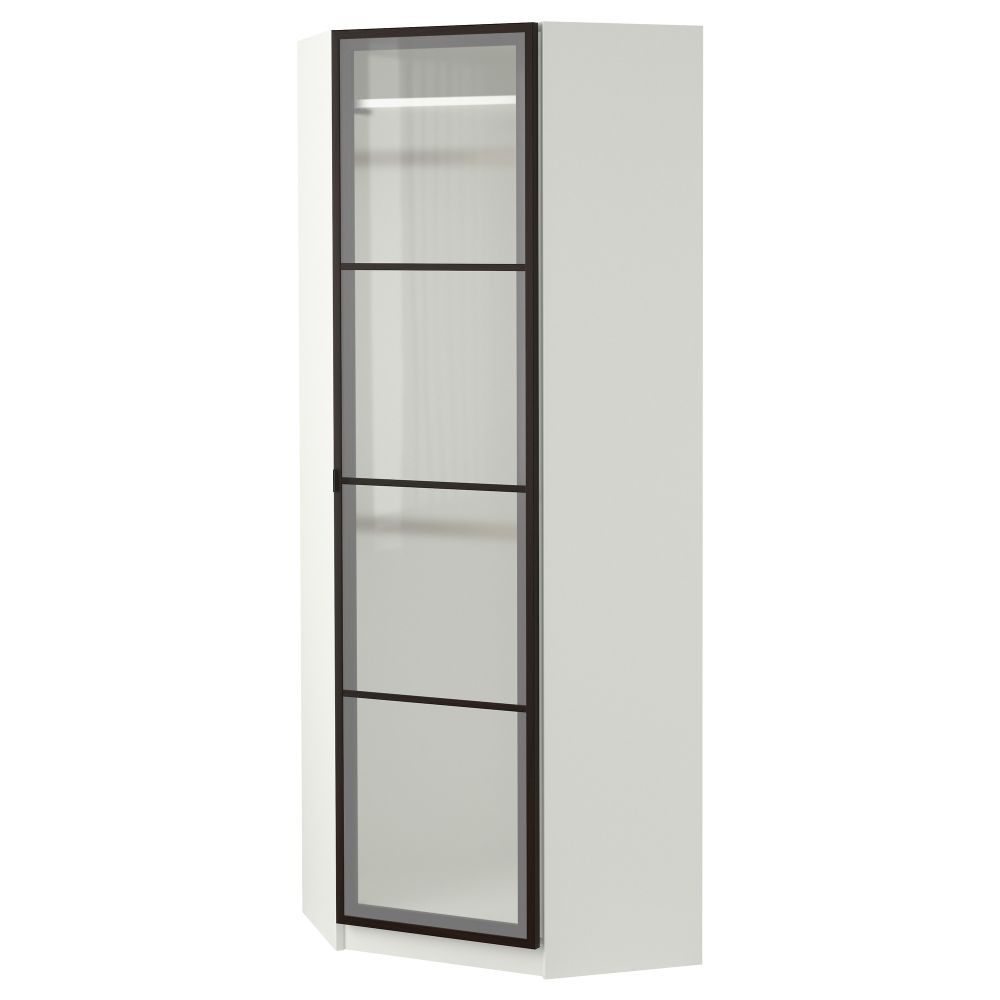 Гардероб угловой ПАКС, белый, Февик матовое стекло - фото 1