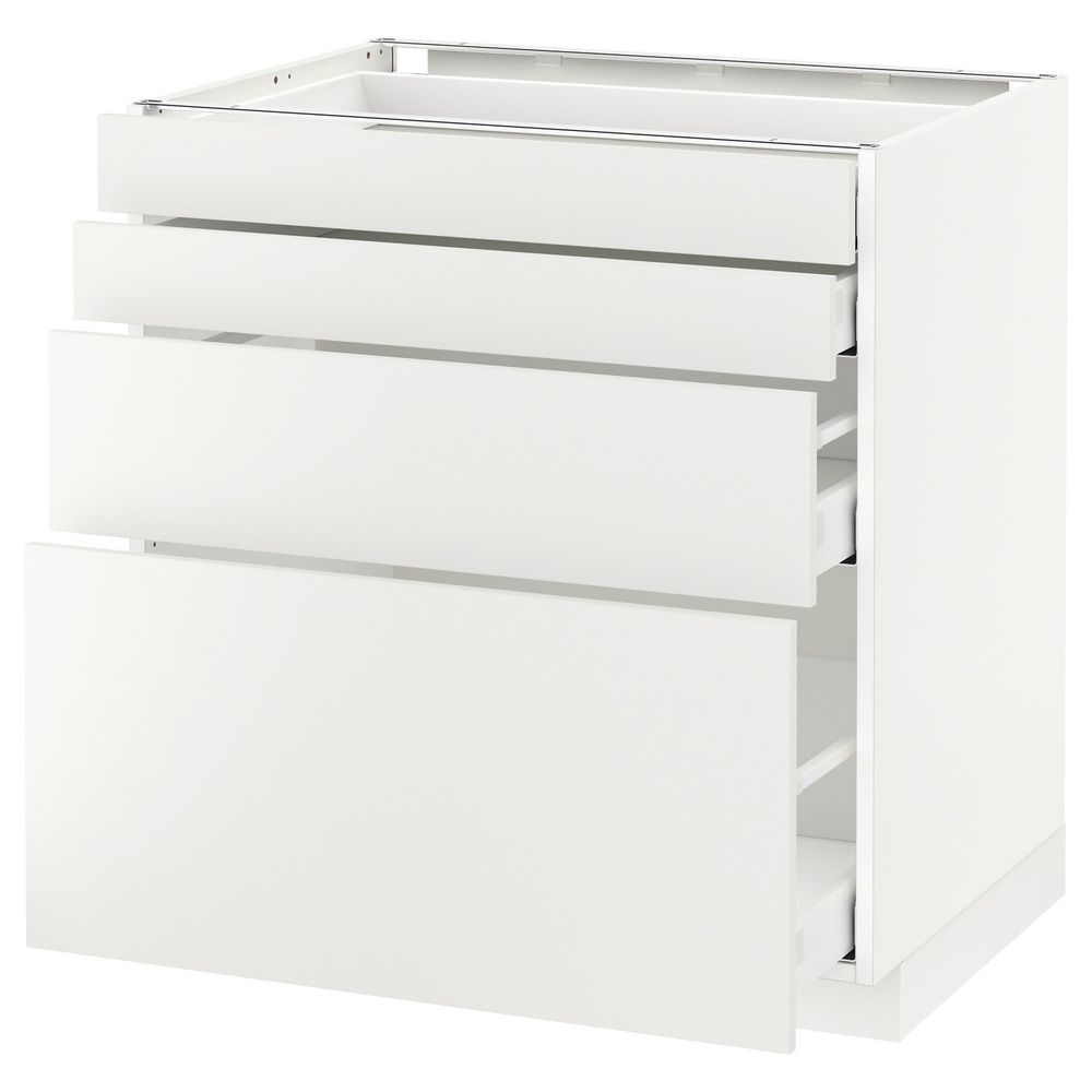 Напольный шкаф 4 фронтальных панели, 4 ящика, белый/Хэггеби белый 80x60 см IKEA METOD МЕТОД / MAXIMERA МАКСИМЕРА 792.314.51 - схема-чертеж с размерами