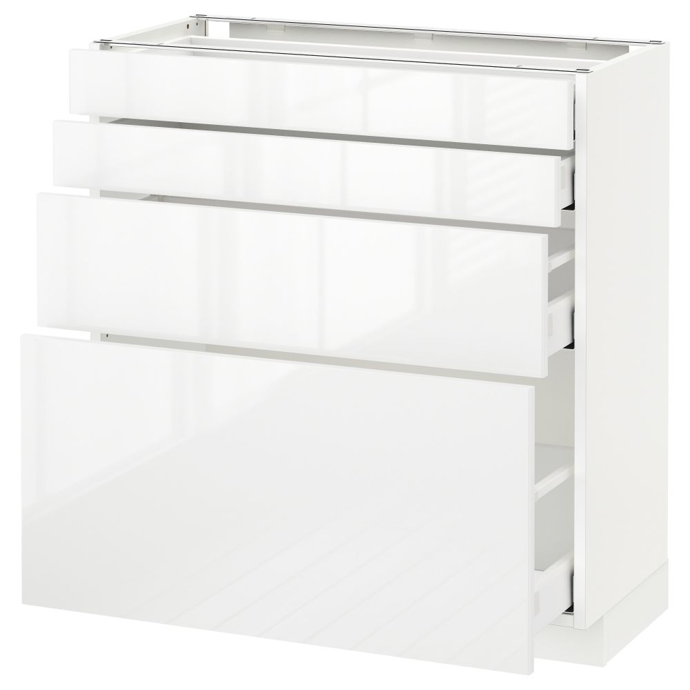Напольный шкаф 4 фронтальных панели, 4 ящика МЕТОД / МАКСИМЕРА, белый, Рингульт белый - схема-чертеж с размерами