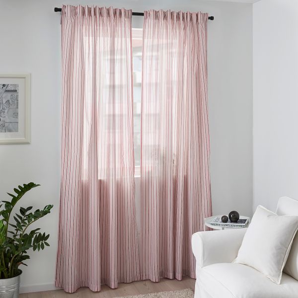 Гардины, 1 пара, белый/красный красный/белый, 145x300 см IKEA БЕРГПИОН 704.013.82 - схема-чертеж с размерами