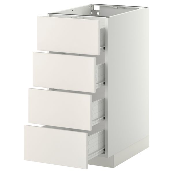 Напольный шкаф 4 фронтальных панели, 4 ящика МЕТОД / ФОРВАРА, белый, Веддинге белый - схема-чертеж с размерами
