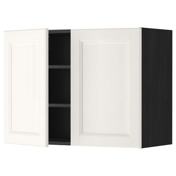 Навесной шкаф с полками, 2 дверцы МЕТОД, черный, Лаксарби белый - схема-чертеж с размерами