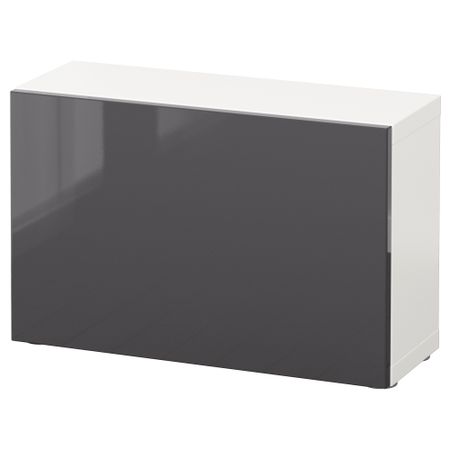 Стеллаж с дверью, белый, Selsviken глянцевый, серый, 60x22x38 см IKEA BESTÅ БЕСТО 090.467.82