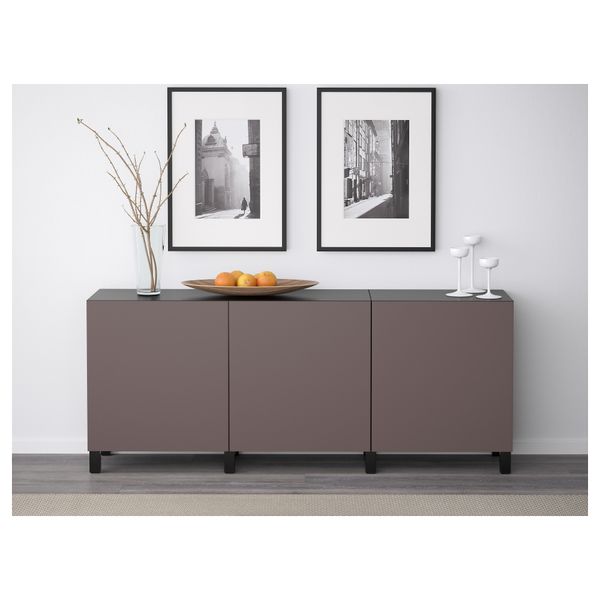 Комбинация для хранения с дверцами БЕСТО, черно-коричневый, Вальвикен темно-коричневый (180x40x74 см) - фото 2