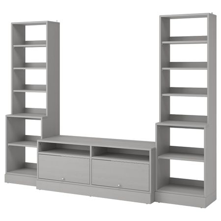 Шкаф для ТВ, комбинация, серый 282x47x212 см IKEA ХАВСТА 292.658.44