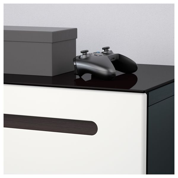 Комбинация для хранения с дверцами, ящиками БЕСТО, черно-коричневый, Марвикен белый (180x40x74 см) - схема-чертеж с размерами