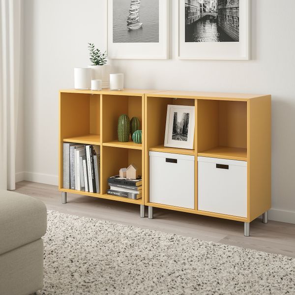 Комбинация шкафов с ножками, золотисто-коричневый 140x35x80 см IKEA EKET ЭКЕТ 992.864.85 - фото 2