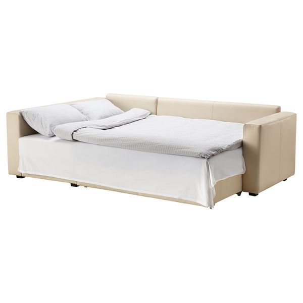 Угловой диван-кровать с отделением для хранения МОНСТАД, Бумстад бежевый - схема-чертеж с размерами