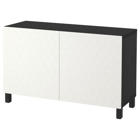 Комбинация для хранения с дверцами, черно-коричневый/вассвик/стуббарп белый 120x40x74 см IKEA БЕСТО 292.771.49