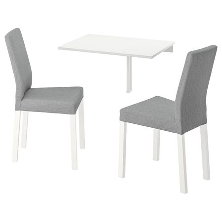 Стол и 2 стула, белый/Книса светло-серый 74 см IKEA NORBERG НОРБЕРГ / KÄTTIL КЭТТИЛ 794.287.68