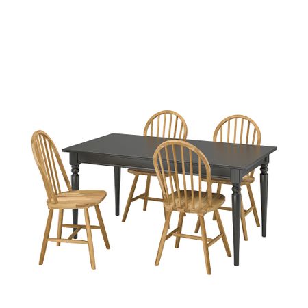 Стол и 4 стула, черный, акация, 155, 215 см IKEA INGATORP ИНГАТОРП, SKOGSTA СКОГСТА 695.451.93