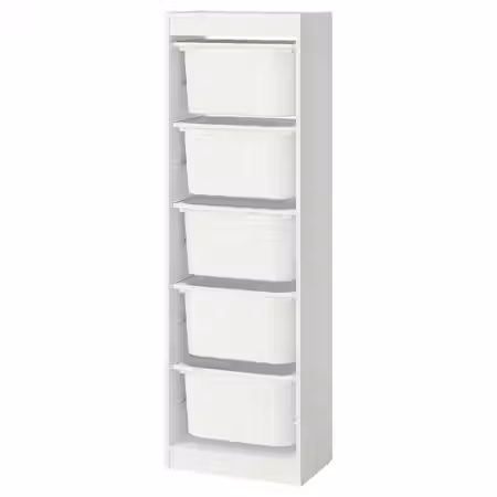 TROFAST Комбинация д/хранения+контейнеры - белый/белый 46x30x145 см