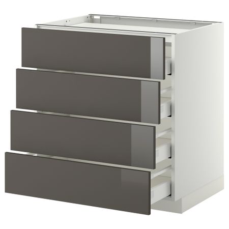Напольный шкаф, 4 фронтальных панели, 4 ящика МЕТОД / МАКСИМЕРА, белый, Рингульт серый