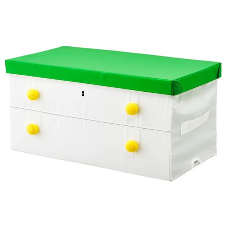 Коробка с крышкой, зеленый, белый 79x42x41 см IKEA FLYTTBAR ФЛЮТТБАР 803.659.82