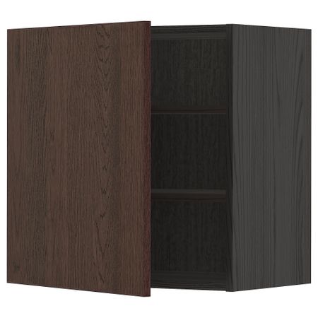 Навесной шкаф с полками, черный, Sinarp коричневый, 60x60 см IKEA METOD МЕТОД 694.615.36