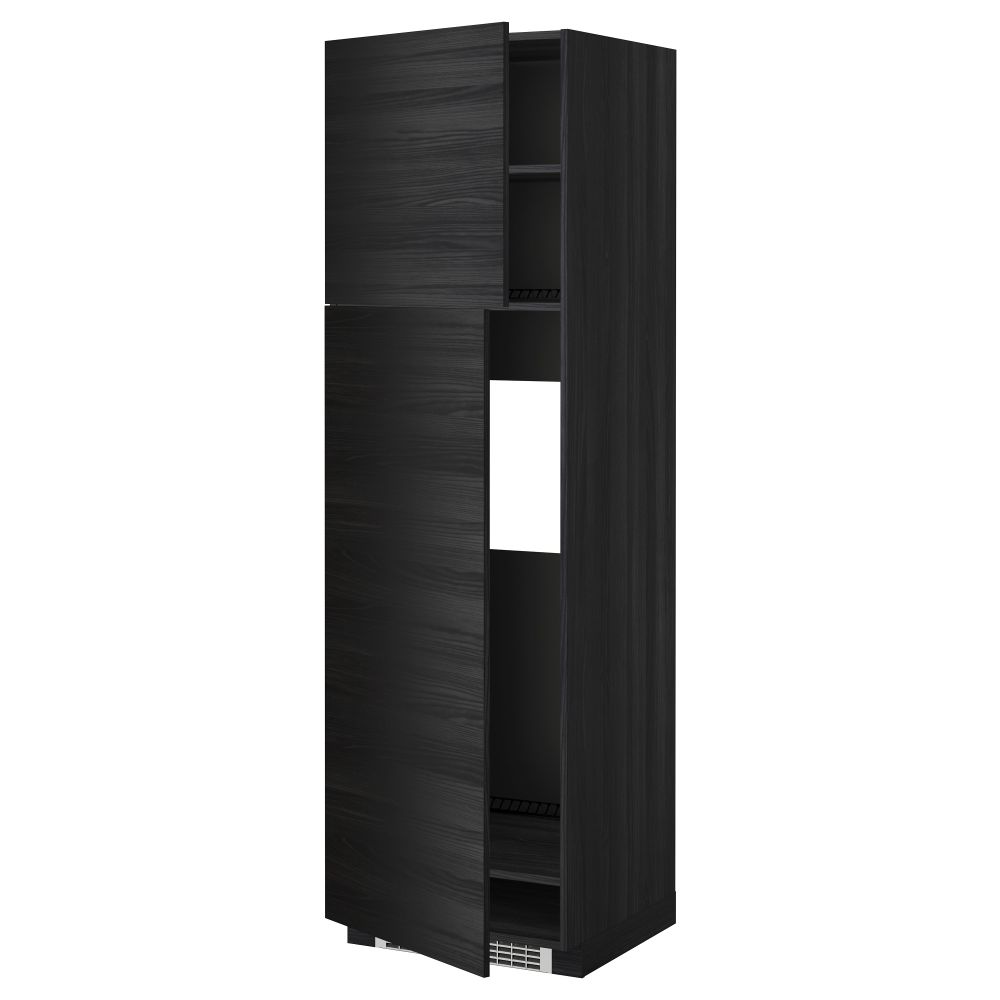 Высокий шкаф для холодильника, 2 дверцы МЕТОД, черный, Тингсрид черный - схема-чертеж с размерами