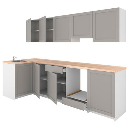 Кухня, серый 120x300x220 см IKEA KNOXHULT КНОКСХУЛЬТ 694.035.65