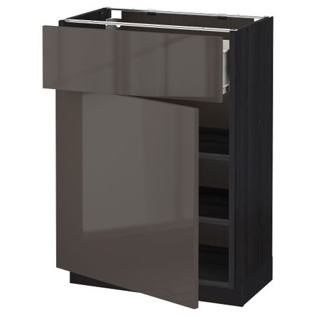 Напольный шкаф с ящиком, дверью МЕТОД / ФОРВАРА, черный, Рингульт серый