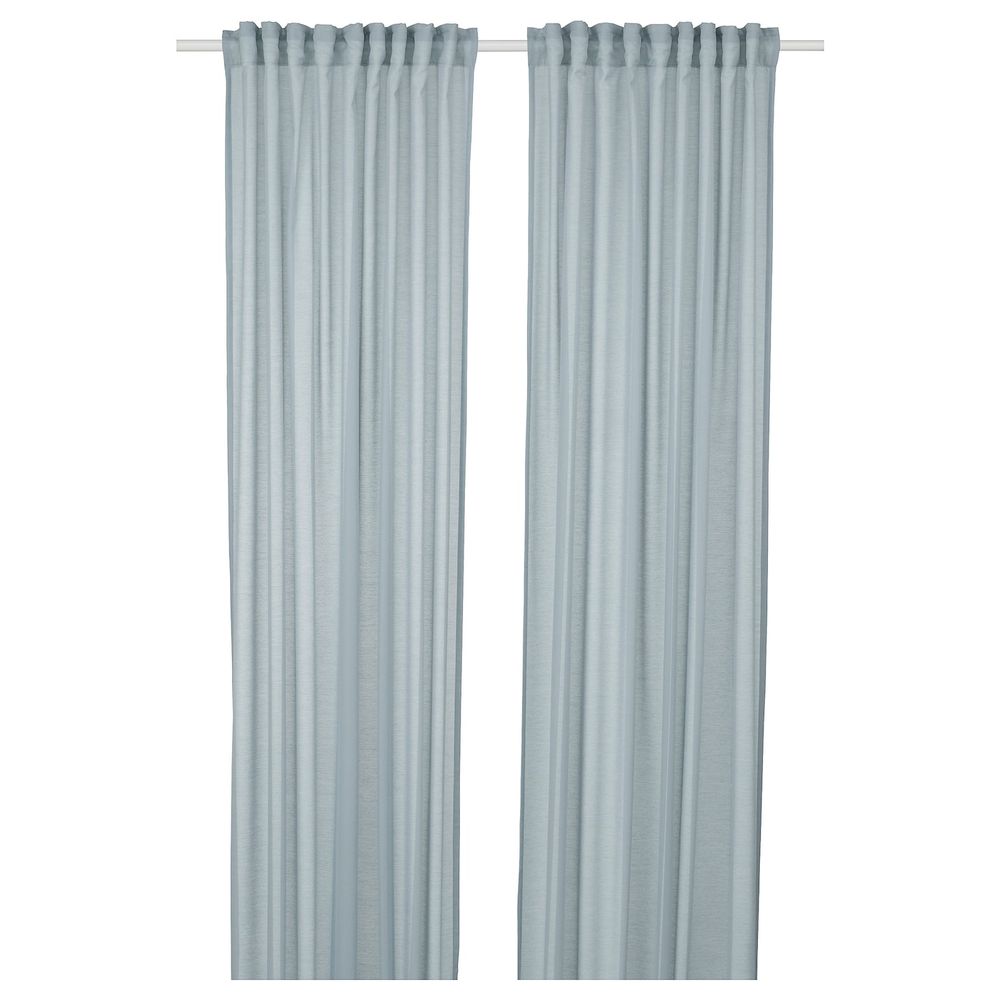 Гардины, 2 шт., светлый серо-бирюзовый 145x300 см IKEA HILJA ХИЛЬЯ 105.128.49 - фото 1