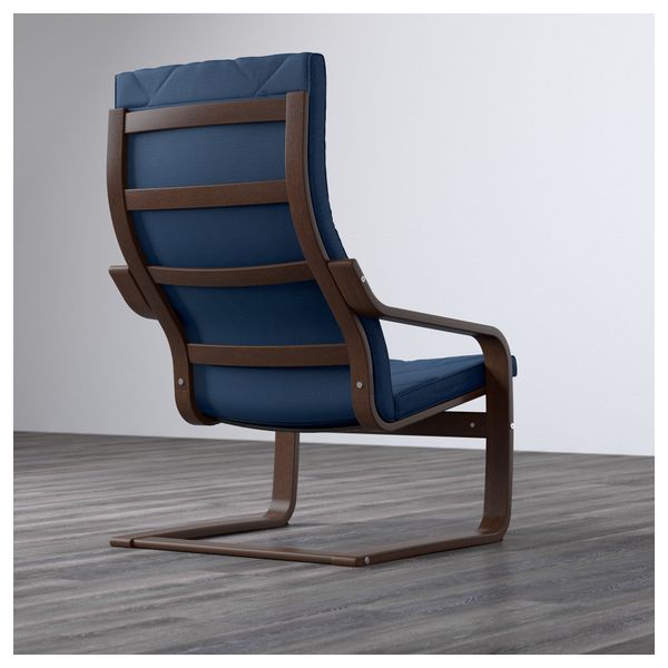 Кресло ПОЭНГ, коричневый, Эдум темно-синий - фото 3