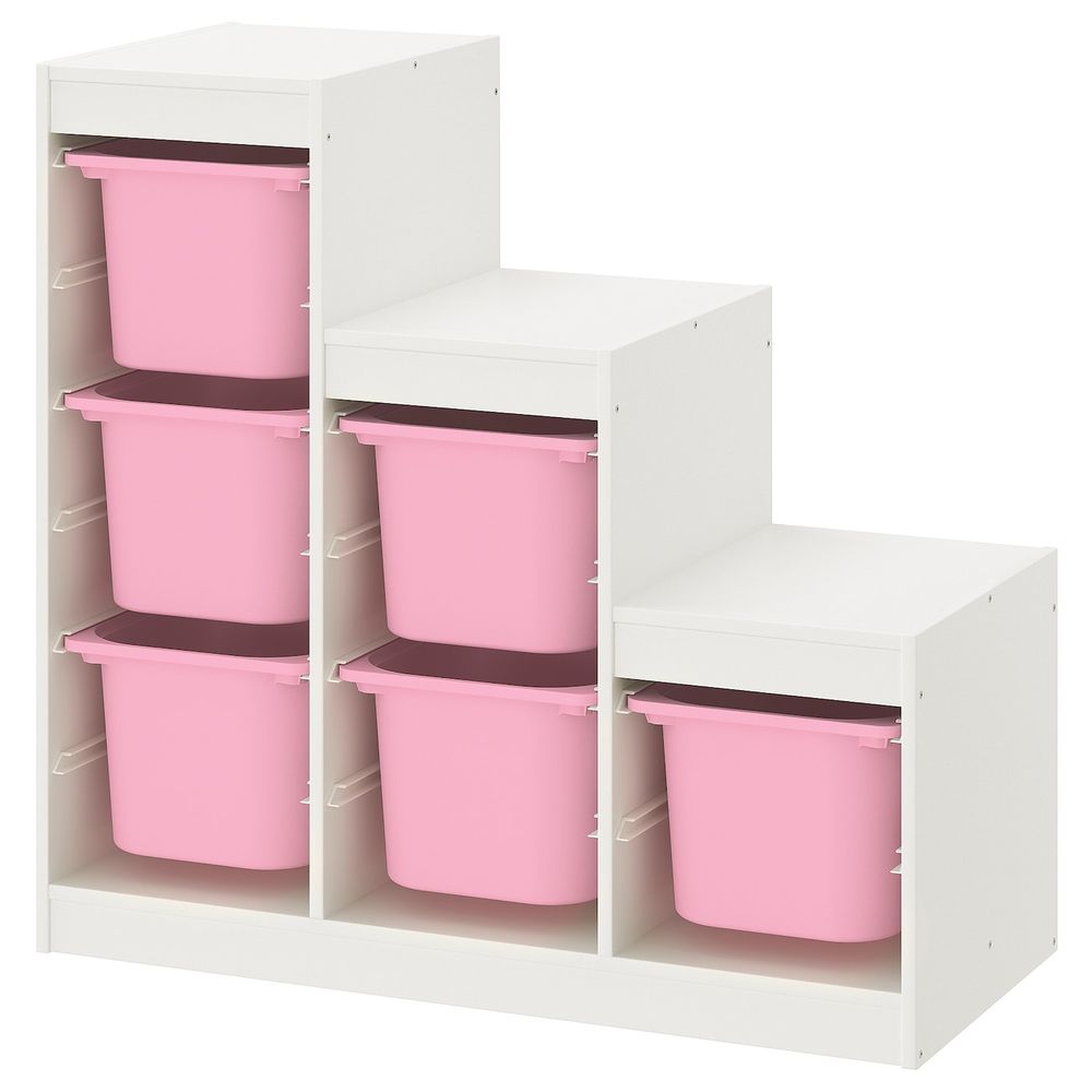 Комбинация для хранения, белый/розовый 99x44x94 см IKEA TROFAST ТРУФАСТ 693.355.38 - фото 1