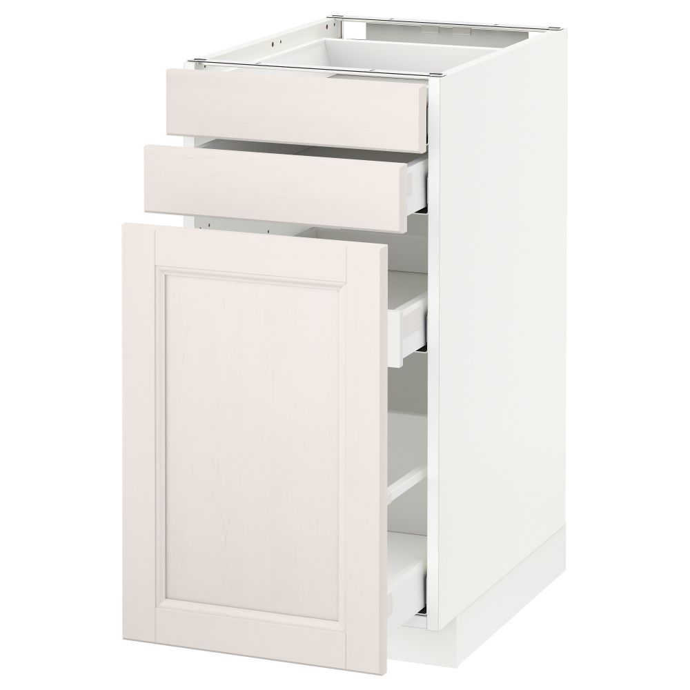 Напольный шкаф с выдвижными модулями, 2 фронтальные панели МЕТОД / МАКСИМЕРА, белый, Лаксарби белый - схема-чертеж с размерами