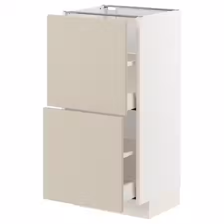 METOD / MAXIMERA Напольный шкаф с 2 ящиками - белый/Havstorp бежевый 40x37 см