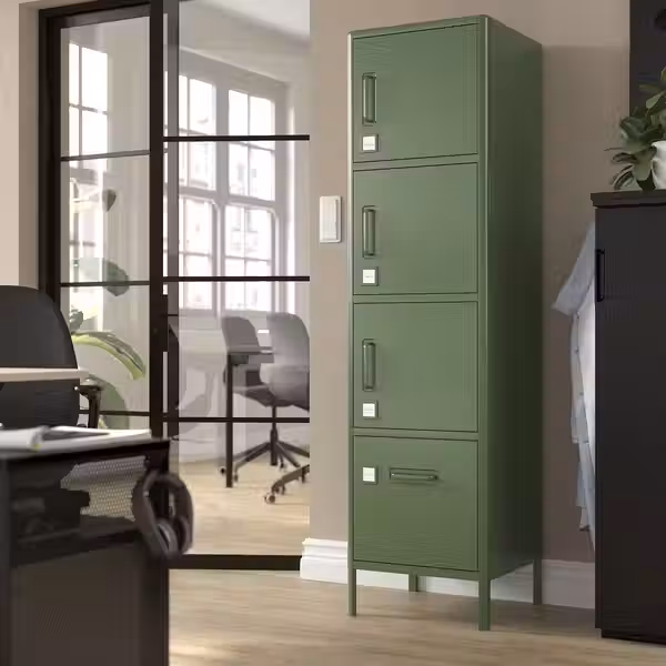 IDÅSEN Высокий шкаф с ящиком и дверцами - темно-зеленый 45x172 см - схема-чертеж с размерами