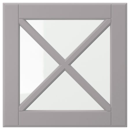 Стеклянная дверца с переплетом, серый 40x40 см IKEA BODBYN БУДБИН 004.001.64