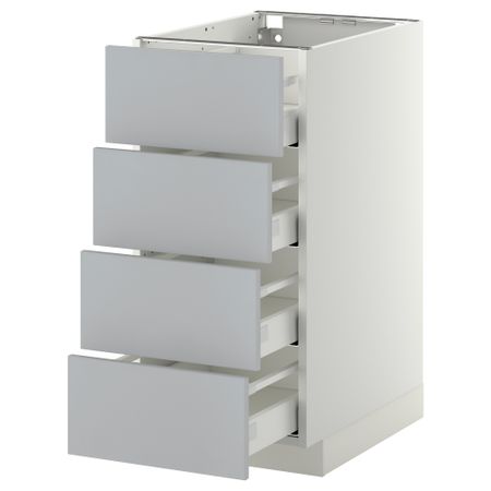 Напольный шкаф 4 фронтальных панели, 4 ящика МЕТОД / МАКСИМЕРА, белый, Веддинге серый