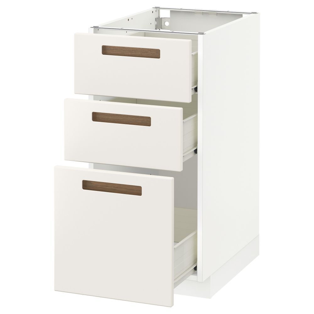 Напольный шкаф с 3 ящиками МЕТОД / ФОРВАРА, белый, Мэрста белый - схема-чертеж с размерами