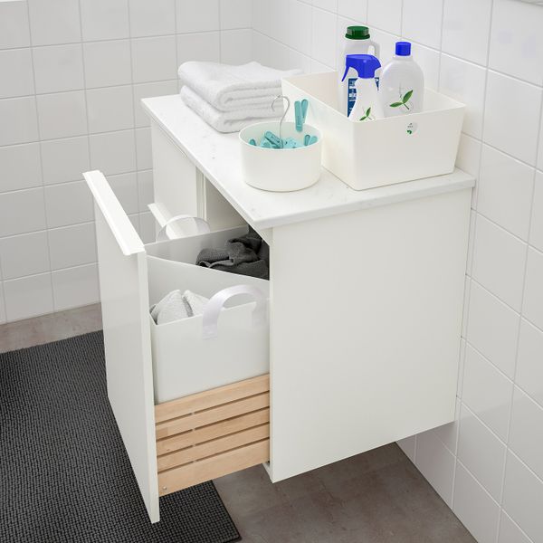 Шкаф под раковину с 3 ящиками, глянцевый белый/под мрамор 82x49x60 см IKEA ГОДМОРГОН / ТОЛКЕН 592.952.36 - схема-чертеж с размерами
