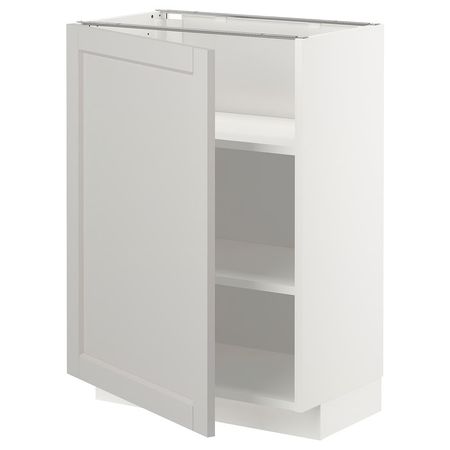 METOD Напольный шкаф с полками - белый/Lerhyttan светло-серый 60x37 см