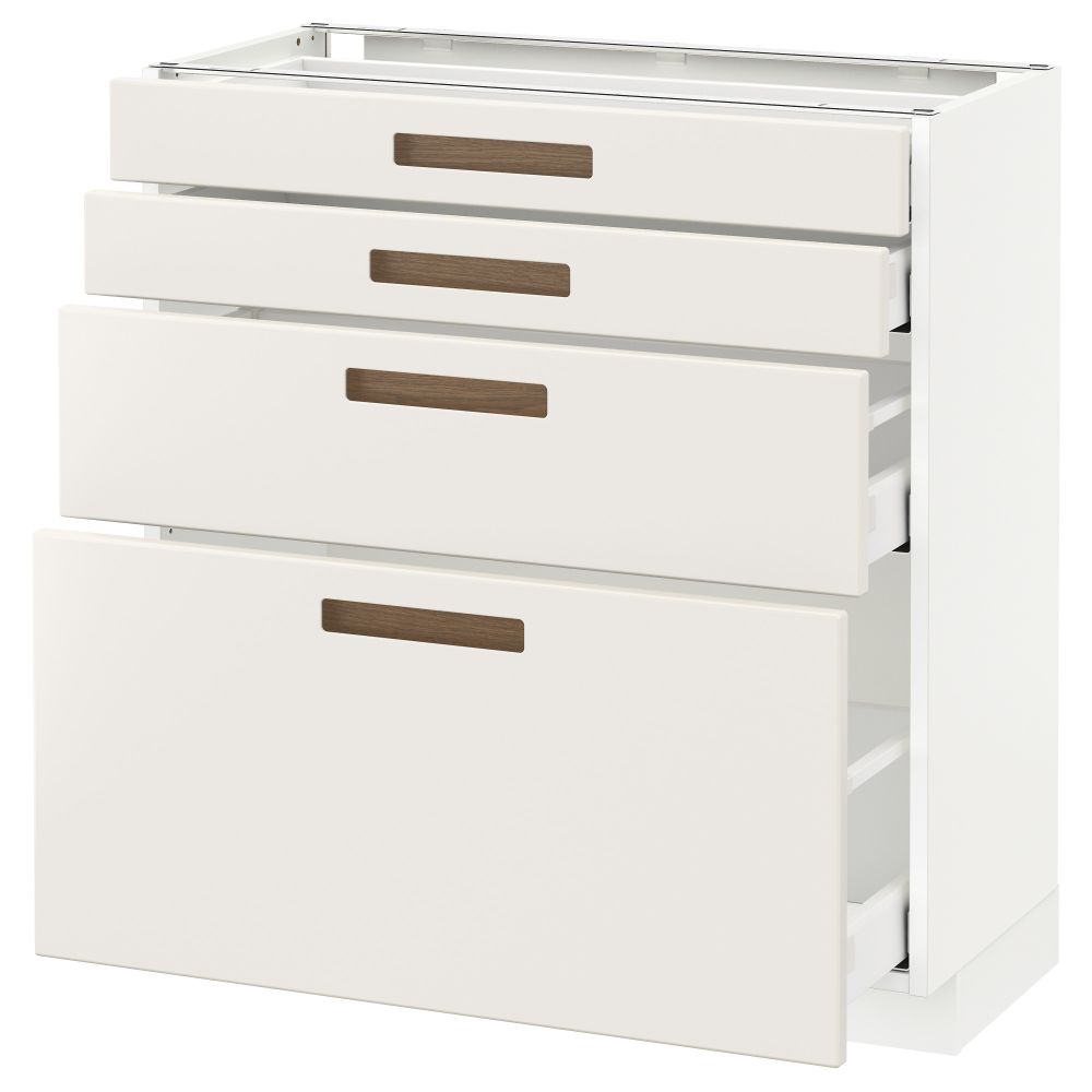 Напольный шкаф 4 фронтальных панели, 4 ящика МЕТОД / МАКСИМЕРА, белый, Мэрста белый - схема-чертеж с размерами