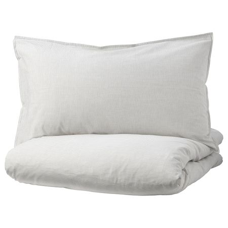 Пододеяльник и 2 наволочки, серый/полоска 200x200/50x70 см IKEA BERGPALM БЕРГПАЛМ 304.232.44