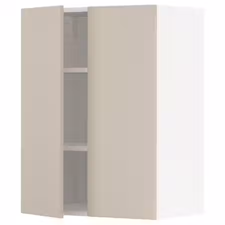 METOD Навесной шкаф с полками/2дверцы - белый/Havstorp бежевый 60x80 см