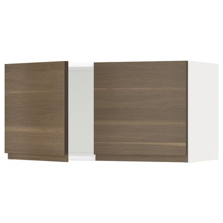 Навесной шкаф с 2 дверцами, белый/Воксторп под грецкий орех 80x40 см IKEA METOD МЕТОД 294.462.70