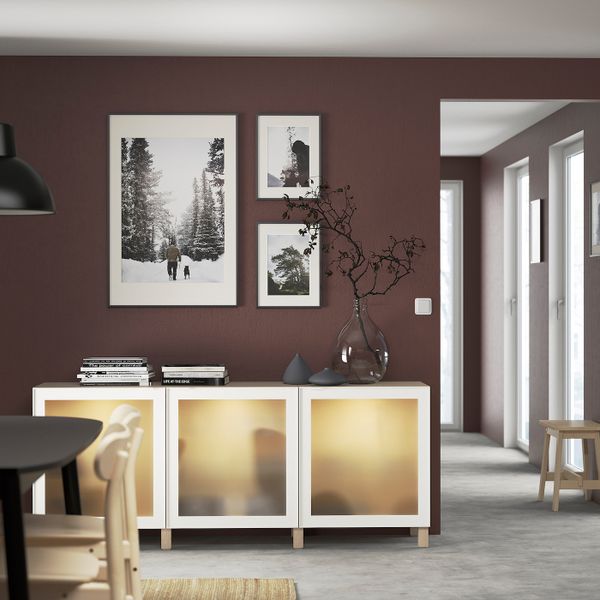 Комбинация для хранения с дверцами, под беленый дуб/глассвик/стуббарп белый матовое стекло 180x42x74 см IKEA BESTÅ БЕСТО - фото 3