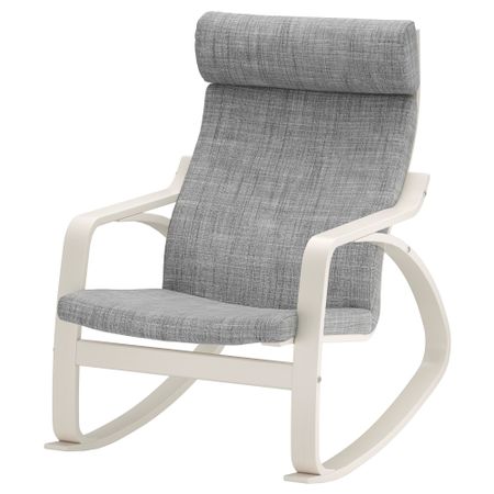 Кресло-качалка ПОЭНГ, белый, Исунда серый