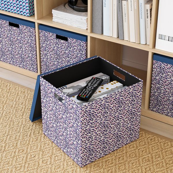 Коробка с крышкой, синий-сиреневый/с рисунком 32x35x32 см IKEA TJENA ТЬЕНА 204.678.51 - фото 4