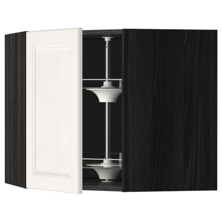 Угловой навесной шкаф с вращающейся секцией МЕТОД, черный, Лаксарби белый