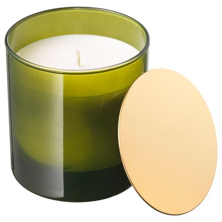 Ароматическая свеча в стакане, Травы, зеленый, 10 см IKEA НЬЮТНИНГ 803.505.27