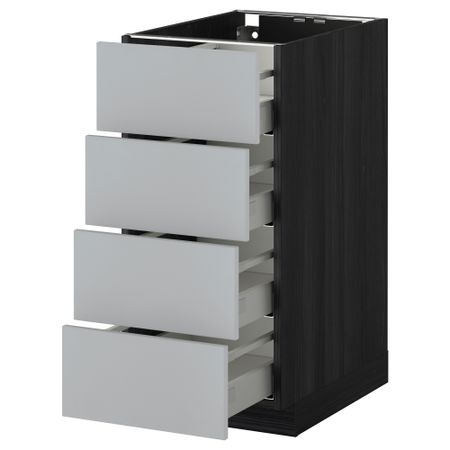 Напольный шкаф 4 фронтальных панели, 4 ящика МЕТОД / МАКСИМЕРА, черный, Веддинге серый