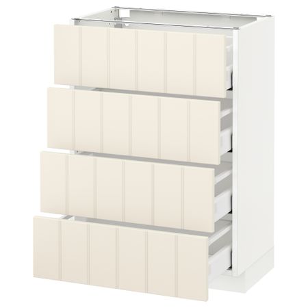 Напольный шкаф 4 фронтальных панели, 4 ящика МЕТОД / МАКСИМЕРА, белый, Хитарп белый с оттенком