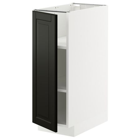 METOD Напольный шкаф с полками - белый/Bodbyn чёрный 30x60 см