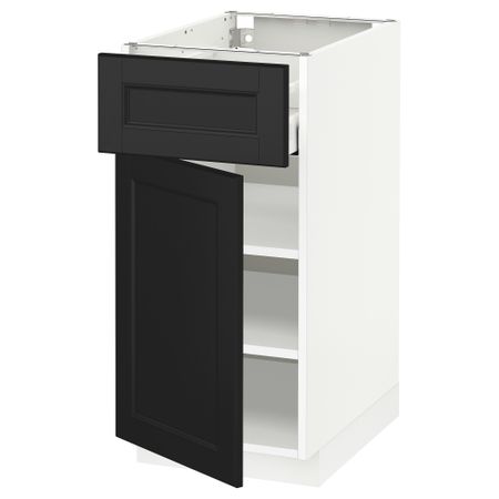 Напольный шкаф с ящиком, дверью МЕТОД / МАКСИМЕРА, белый, Лаксарби черно-коричневый