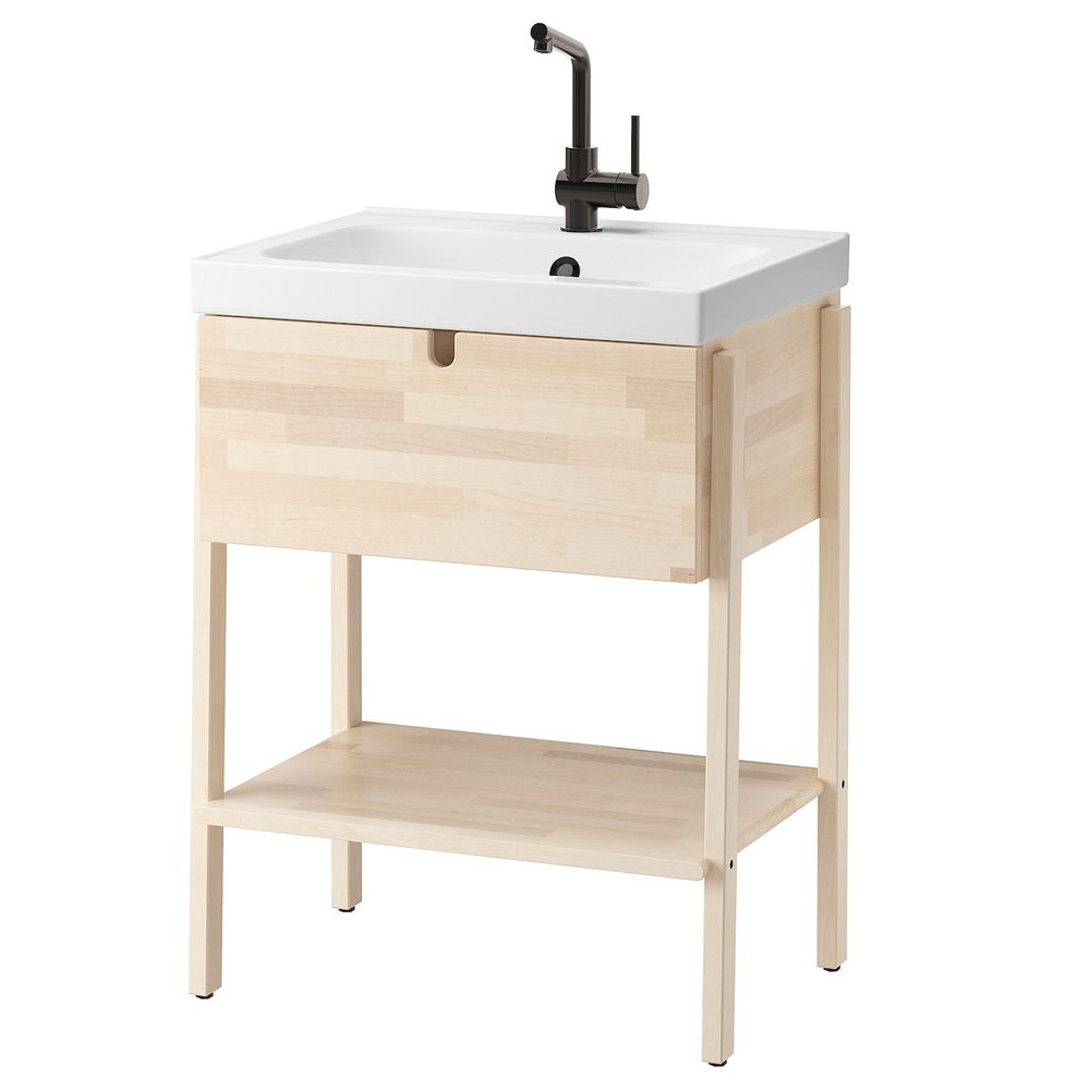 Шкаф для раковины с 1 ящ, береза/ЛУНДШЭР смеситель 65x49x86 см IKEA VILTO ВИЛЬТО / ODENSVIK ОДЕНСВИК 993.876.20 - фото 1