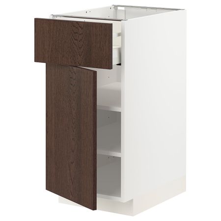 Напольный шкаф с ящиком/дверцей, белый/Синарп коричневый 40x60 см IKEA METOD МЕТОД / MAXIMERA МАКСИМЕРА 694.042.68